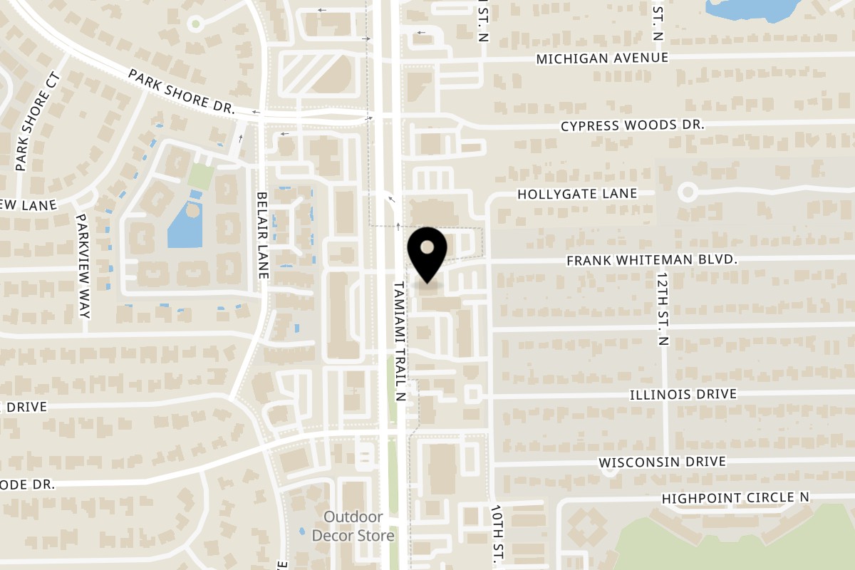 Map showing the location of Cafe Normandie Restaurant on 3756 Tamiami Trl N in Naples